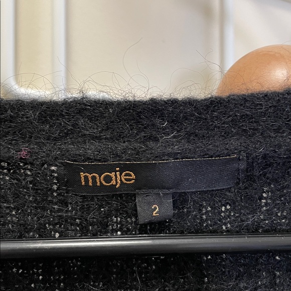 Maje - Wool Mohair Blend Puffer Sleeve Cardigan Sweater Black 2 - Picture 3 of 13